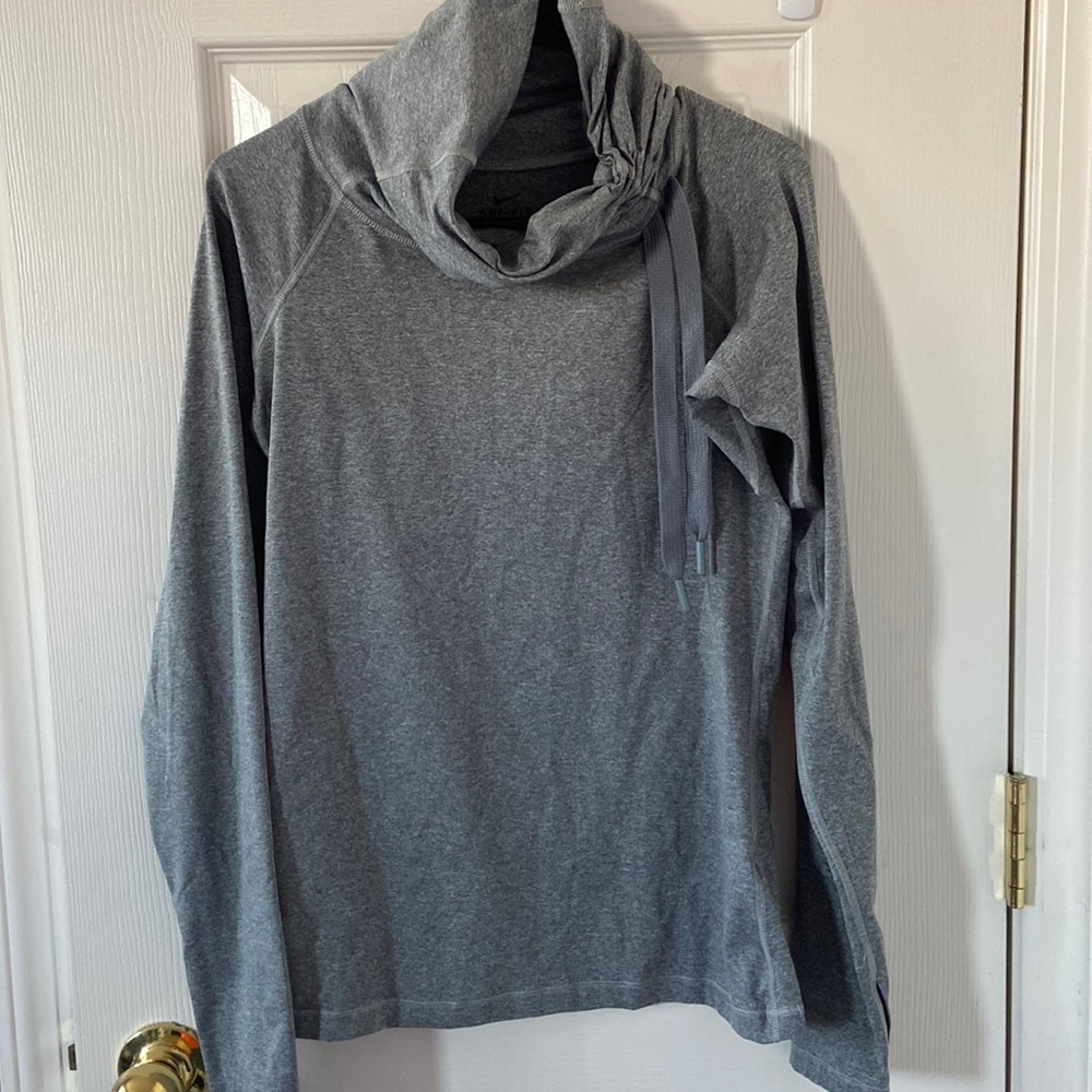 Nike Dri Fit Gray Cowl Neck Long Sleeve Running Workout Top